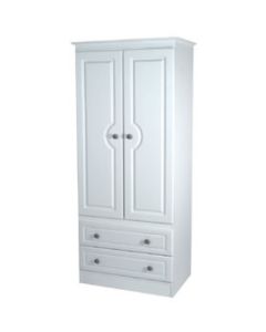 Snowdon 2'6 Two Drawer White Wardrobe