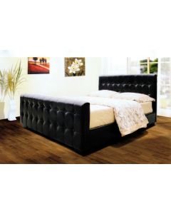 Dakar PU Leather Bed Black / Brown - (4'6")