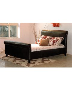 Henley PU Leather Bed Black / Brown - (5')